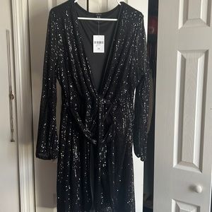 Forever 21 sequin black wrap dress
